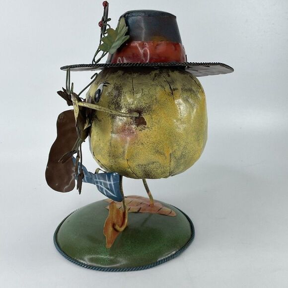 Thanksgiving Fall Turkey Chick Wearing Pilgrim Hat Metal Art Bobblehead Decor - Picture 5 of 11